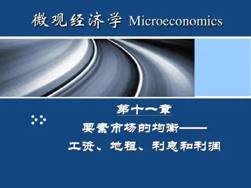 第十一章 要素市场的均衡—工资、地租、利息和利润(微观经济学-东南大学,苏莱曼)
