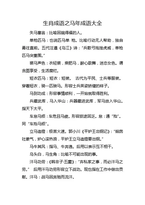 生肖成语之马年成语大全
