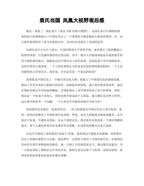 袁氏当国 凤凰大视野观后感