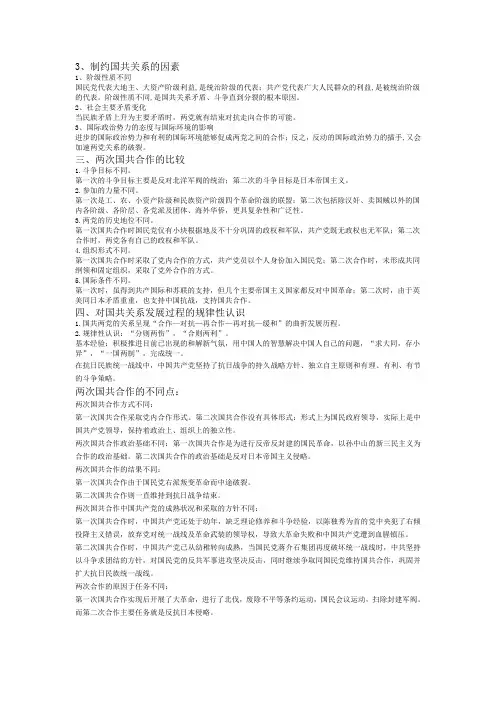 对国共合作的认识
