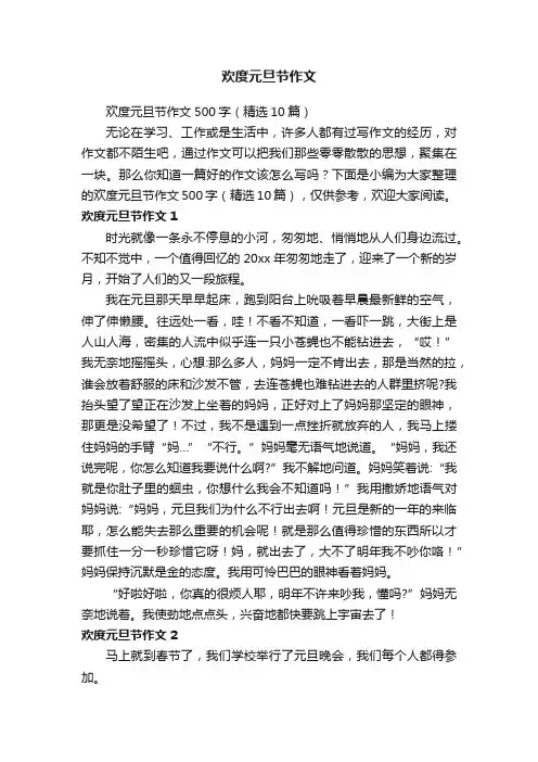 欢度元旦节作文500字（精选10篇）