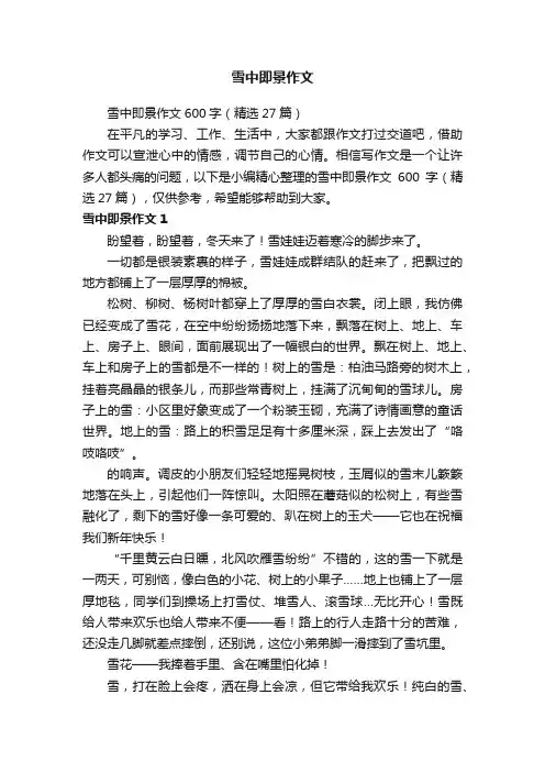 雪中即景作文600字（精选27篇）
