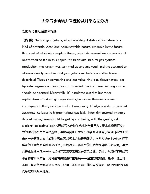 天然气水合物开采理论及开采方法分析