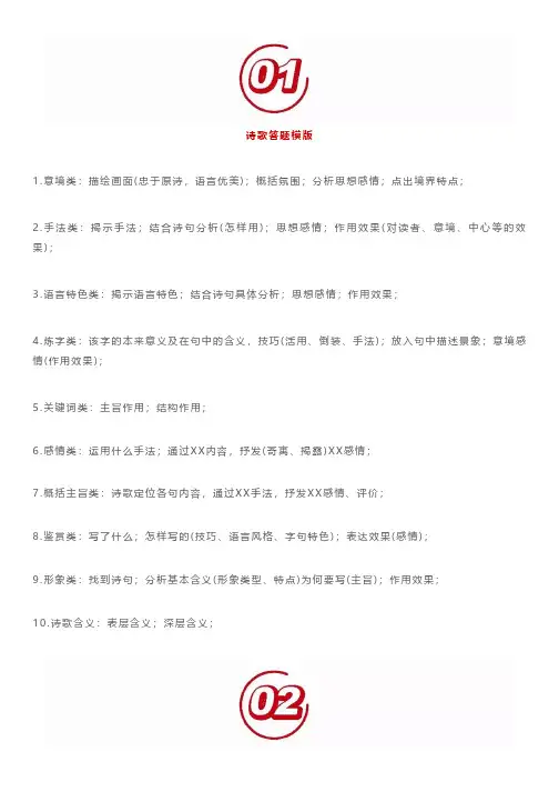 初中语文考试重点题型答题模板+思维导图汇总,中考必备!
