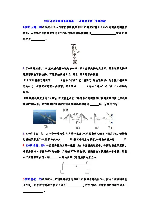 2019年中考物理真题集锦专题四十四：简单机械(含答案)