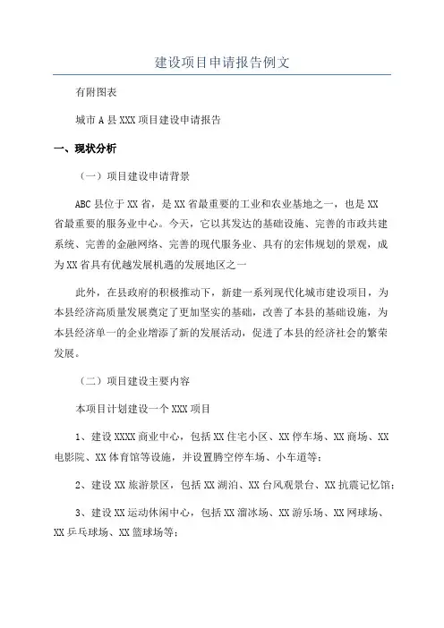 建设项目申请报告例文