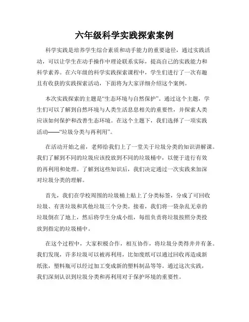 六年级科学实践探索案例
