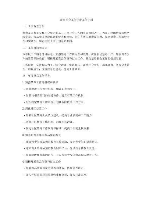 禁毒社会工作年度工作计划