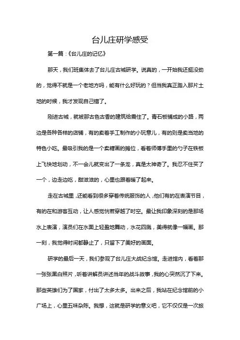 台儿庄研学感受