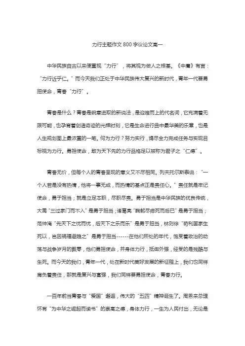 力行主题作文800字议论文高一