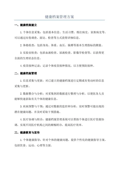 健康档案管理方案