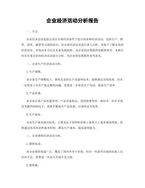 企业经济活动分析报告