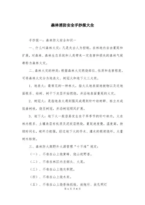 森林消防安全手抄报大全