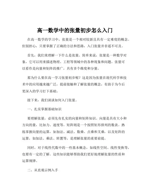 高一数学中的张量初步怎么入门