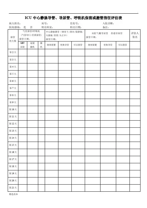 ICU三管评估表1
