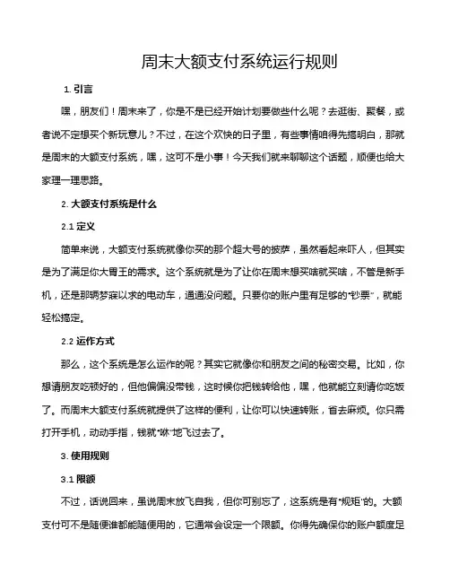 周末大额支付系统运行规则