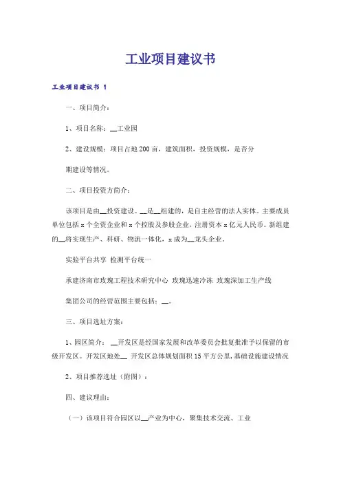 工业项目建议书 