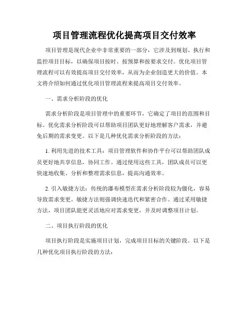 项目管理流程优化提高项目交付效率