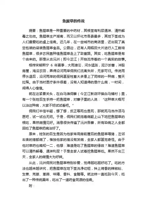 鱼腥草的传说
