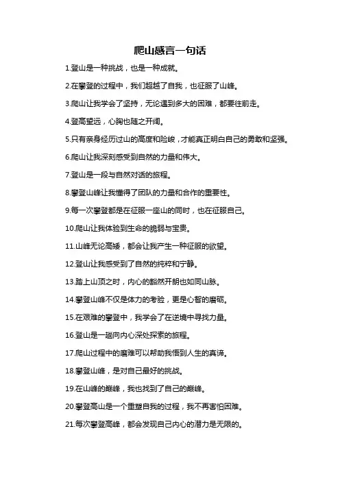 爬山感言一句话
