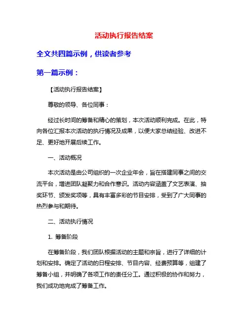 活动执行报告结案