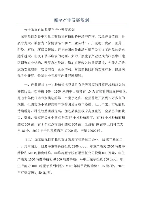 魔芋产业发展规划