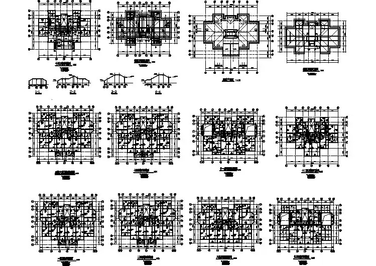 最新的大型十层住宅楼建筑结构cad设计平面图（全套）