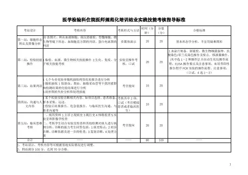 医学检验科住院医师规范化培训结业实践技能考核指导标准