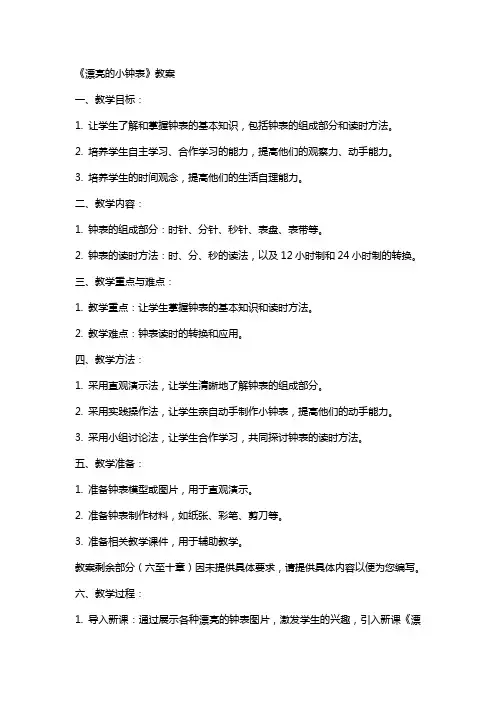 《漂亮的小钟表》教案