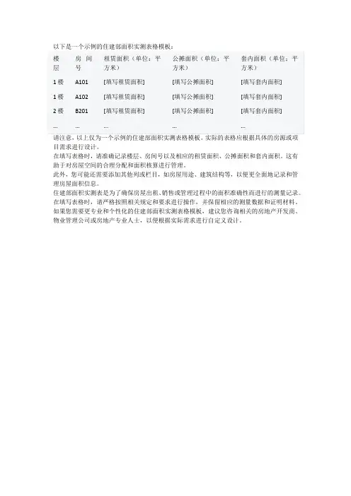 住建部面积实测表