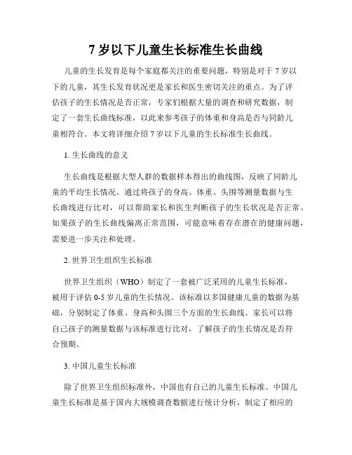 7岁以下儿童生长标准生长曲线