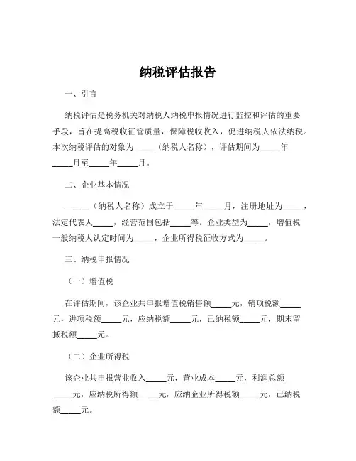 纳税评估报告