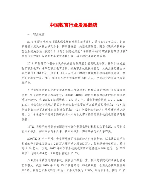 中国教育行业发展趋势