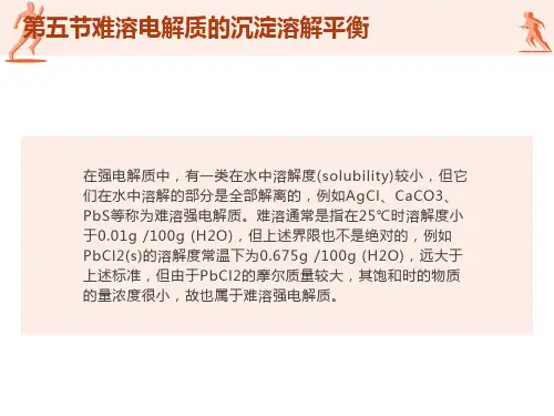 难溶电解质的沉淀溶解