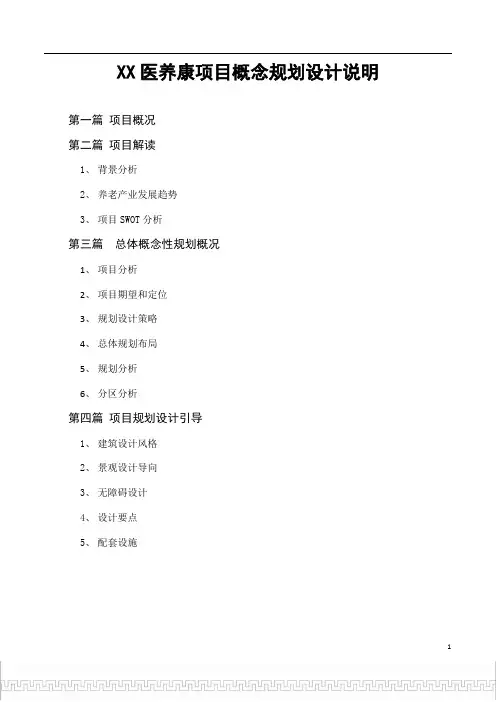 XX医养康项目概念规划设计说明