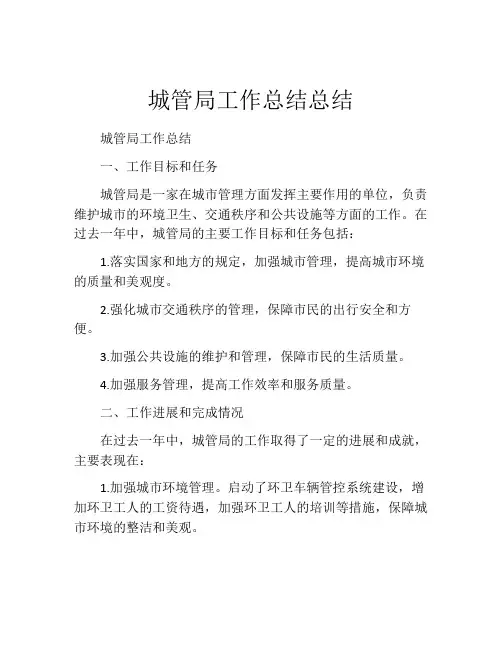 城管局工作总结总结