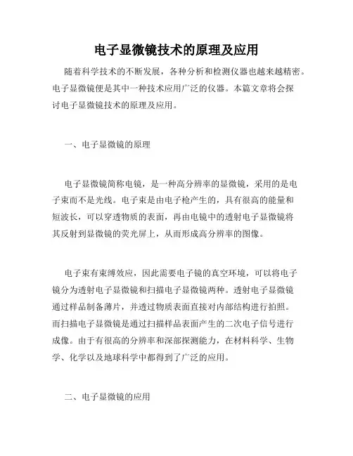 电子显微镜技术的原理及应用