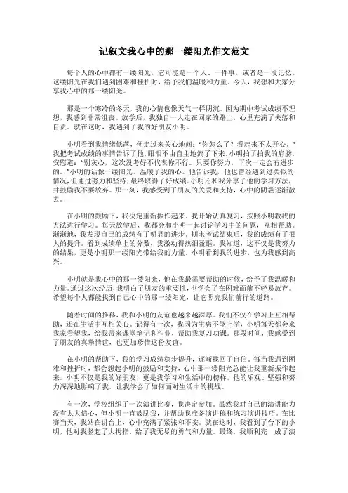 记叙文我心中的那一缕阳光作文范文