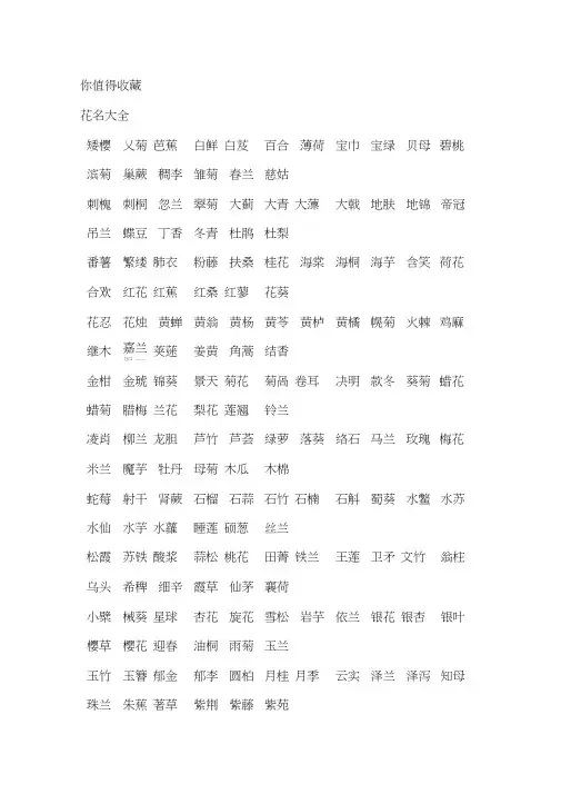 百花花名大全