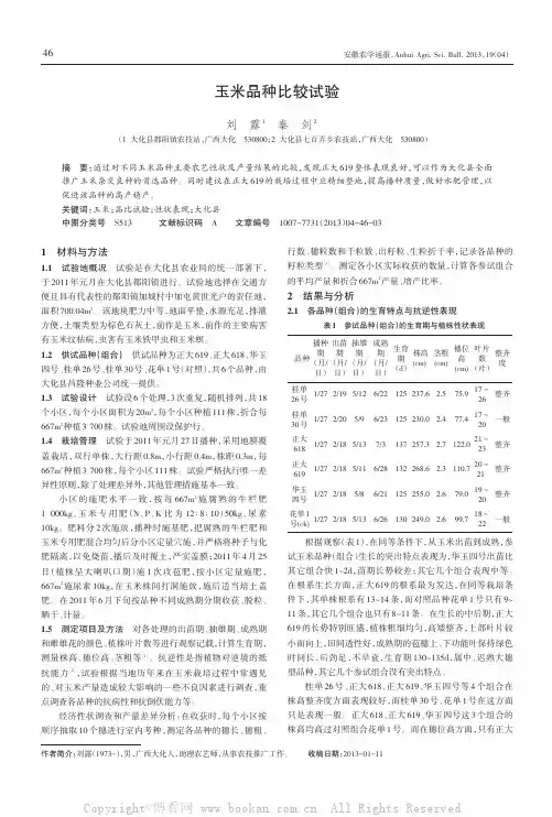 玉米品种比较试验