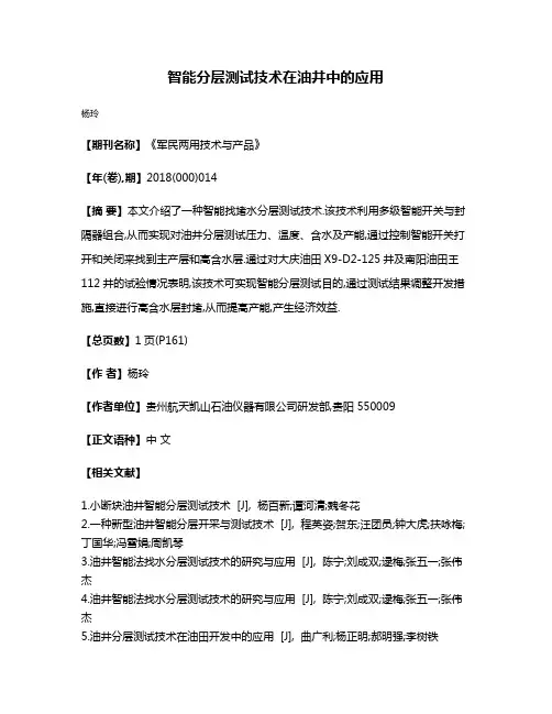 智能分层测试技术在油井中的应用