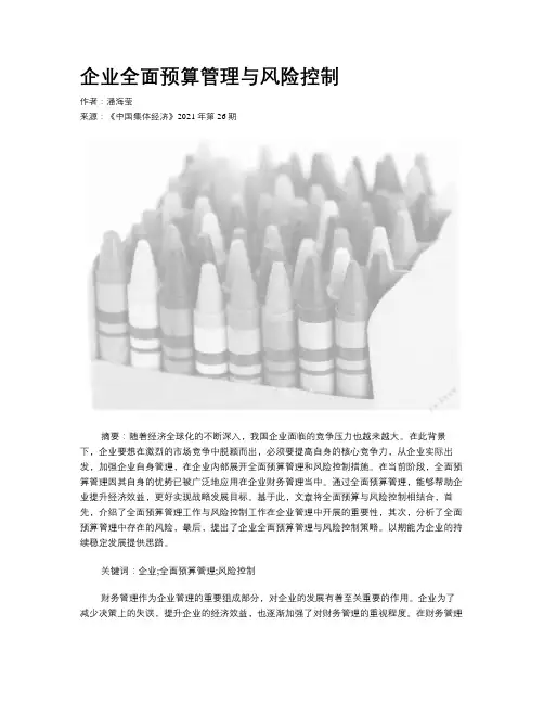 企业全面预算管理与风险控制