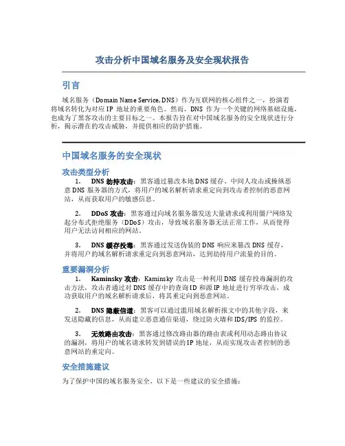 攻击分析中国域名服务及安全现状报告