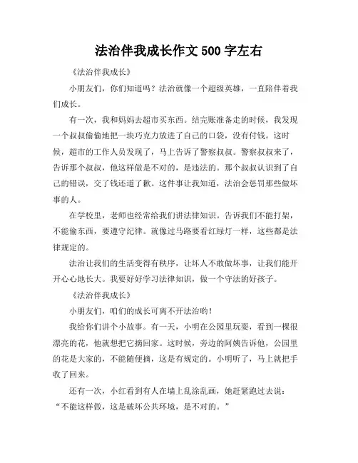 法治伴我成长作文500字左右