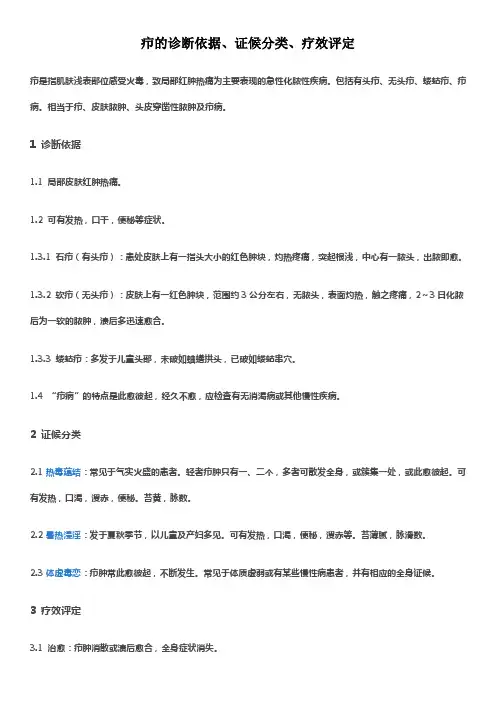 疖的诊断依据、证候分类、疗效评定