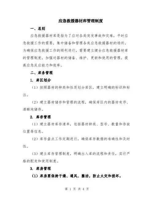 应急救援器材库管理制度