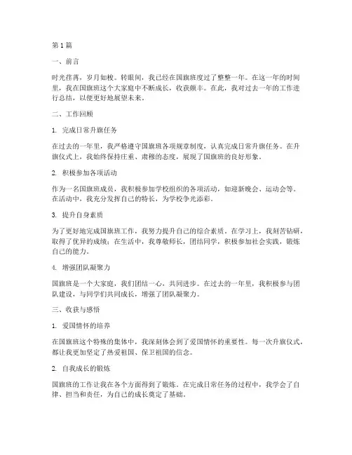 进入国旗班年度总结(3篇)