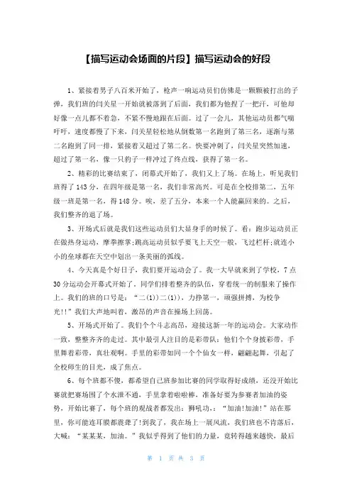 【描写运动会场面的片段】描写运动会的好段