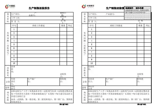 标准生产制程巡检表格