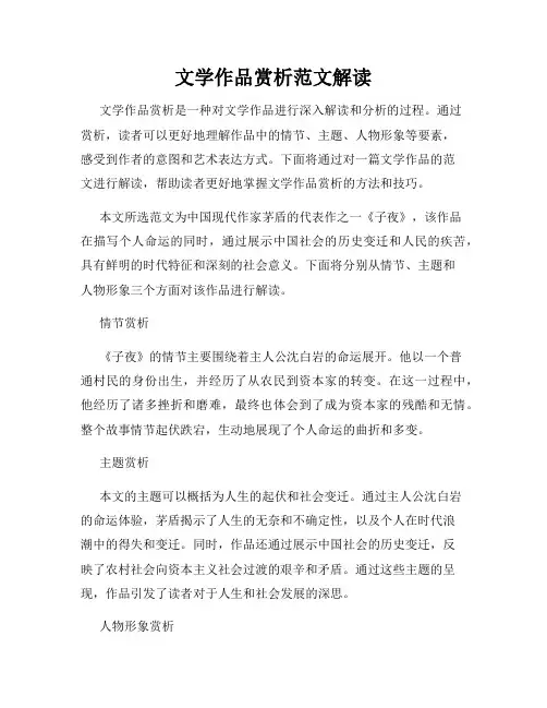 文学作品赏析范文解读
